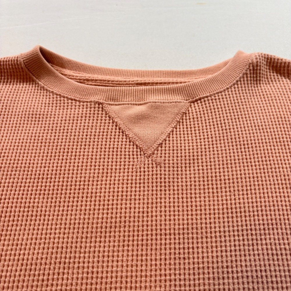 Abercrombie & Fitch Waffle Knit Sweatshirt Womens XS Peach Cropped Relaxed Top